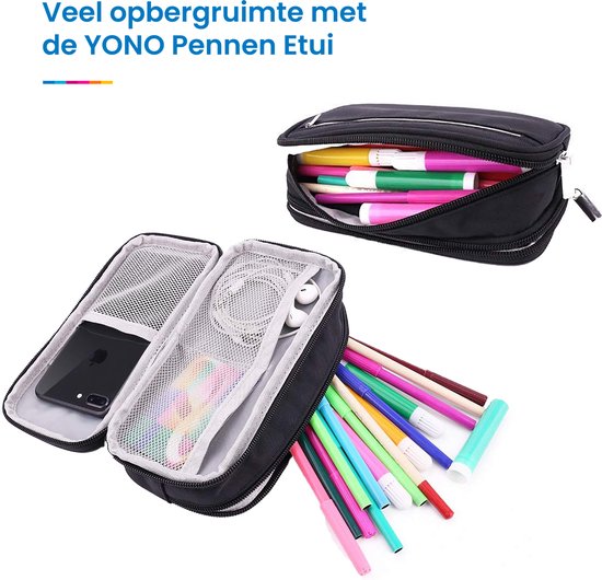 YONO Pennen Etui Large - Pennenzak voor Kinderen en Volwassenen - Schooletui voor Jongens en Meisjes - Back To School - Zwart