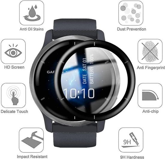 YONO Screen Protector Set geschikt voor Garmin Venu 2 - Volledige Scherm Bescherming - 3 stuks