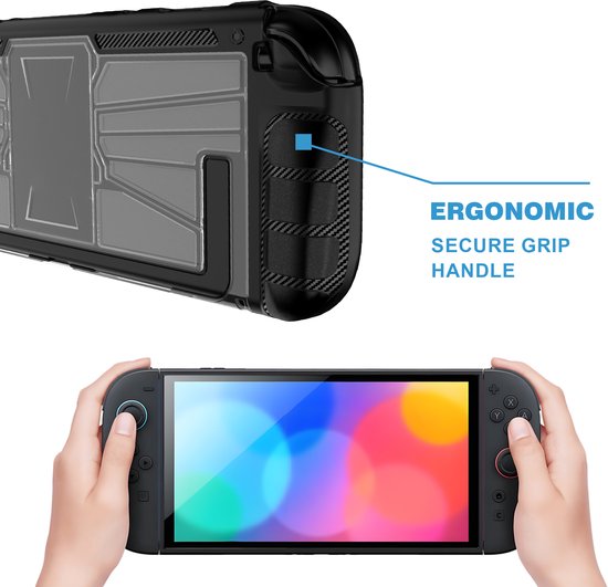 YONO Grip Case geschikt voor Nintendo Switch 2 - Ergonomische Cover met Standaard - Zwart