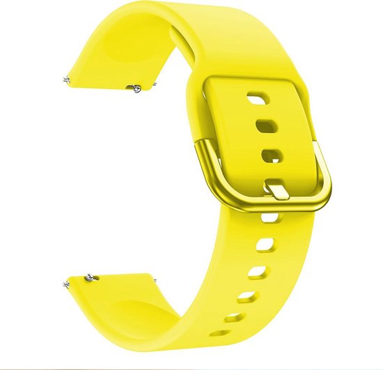 YONO Siliconen Classic Bandje 20mm - geschikt voor Samsung Galaxy Watch 7 / 6 / 5 / Pro / 4 / 3 / Active 2 - Garmin Approach / Forerunner / Venu 2 Plus / SQ / Vivomove - Polar Ignite / Unite – Huawei - Geel