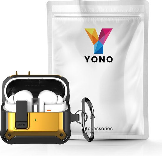 YONO Armor Hard Case geschikt voor Samsung Galaxy Buds 3 - 3 Pro - Hoesje met Lock - Geel