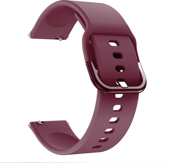 YONO Siliconen Classic Bandje 20mm - Horlogebandje geschikt voor Samsung Galaxy Watch 7/6/5 / Pro / 4 / 3 / Active 2 - Polar Ignite / Unite – Huawei - Bordeaux Rood