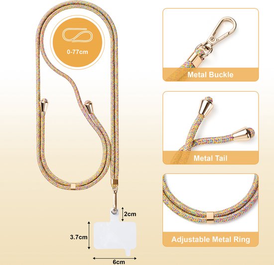YONO Telefoonkoord Universeel - Nylon Telefoon Ketting Verstelbaar - Multicolour
