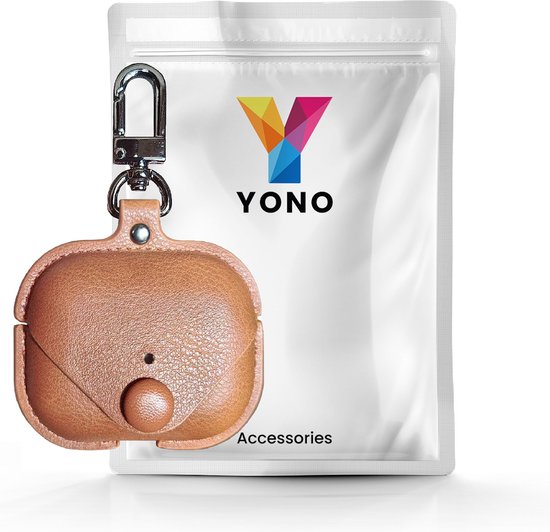 YONO Hoesje geschikt voor Airpods Pro 1 / 2 - Leer met Clip - Lichtbruin