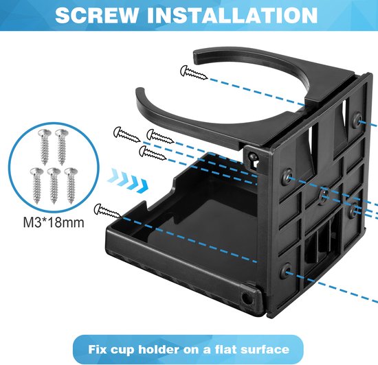 YONO Inbouw Bekerhouder - Universeel geschikt voor Boot, Vrachtwagen, Auto - Inklapbaar en Verstelbaar - 2 Stuks