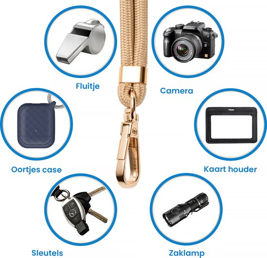 YONO Telefoonkoord Universeel - Telefoonketting Verstelbaar - Gsm Koord - Phone Cord - Nylon - Champagne