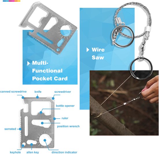 YONO Survival Kit Outdoor M - Mes - Armband - Noodpakket - Nooddeken - 14in1 set