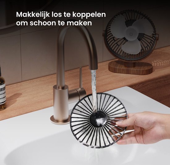 YONO Tafelventilator - USB Ventilator voor Tafel of Bureau - Kantelbaar - 3 Snelheden - Houtlook