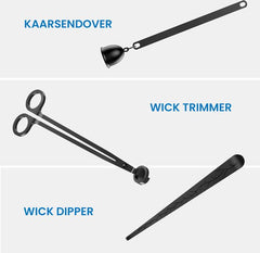 YONO Kaarsendover Set - Candle Snuffer - Wick Trimmer - Dipper - Kaarsdover - Zwart