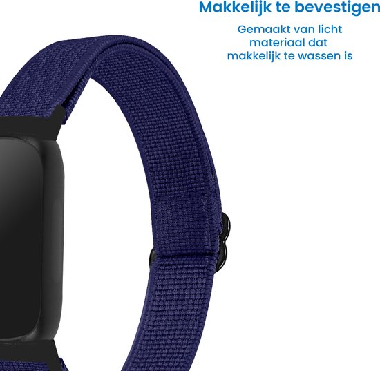 YONO Nylon Stretch Bandje geschikt voor Fitbit Inspire 3 - Donkerblauw