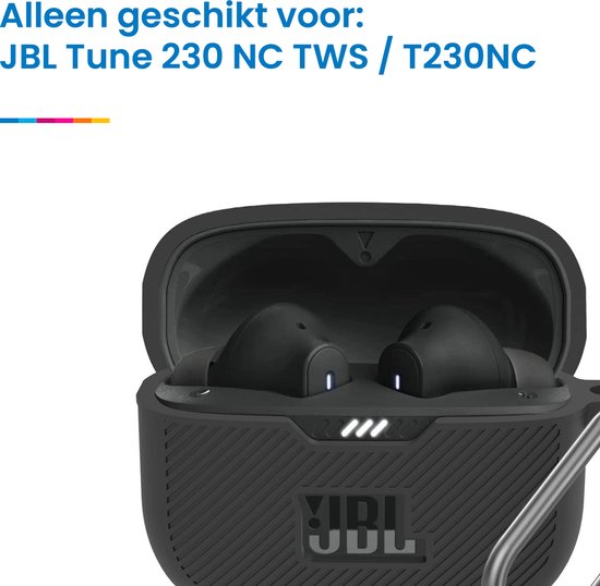 YONO Soft Case geschikt voor JBL Tune 230 NC TWS / T230NC - Hoesje met Clip - Zwart