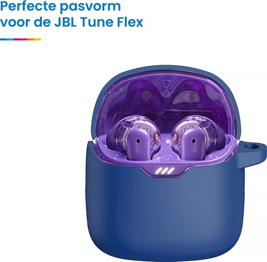 YONO Soft Case geschikt voor JBL Tune Flex - Siliconen Hoesje met Clip - Donkerblauw