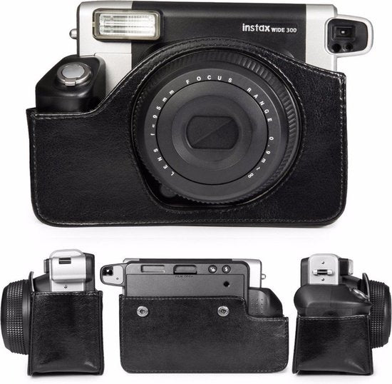 YONO Vintage Hoesje geschikt voor Fujifilm Instax Wide 300 - Case met Draagriem – Zwart