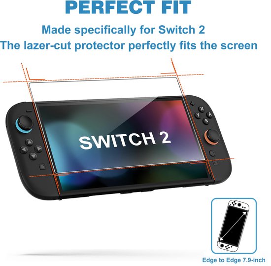 YONO Screen Protector Set geschikt voor Nintendo Switch 2 - Gehard Glas - Bescherming Accessoires - 2 stuks
