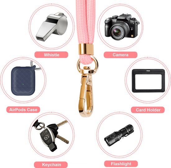 YONO Telefoonkoord Universeel - Nylon Telefoon Ketting Verstelbaar - Lichtroze