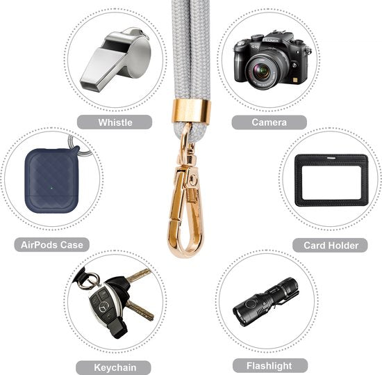 YONO Telefoonkoord Universeel - Nylon Telefoon Ketting Verstelbaar - Zilvergrijs