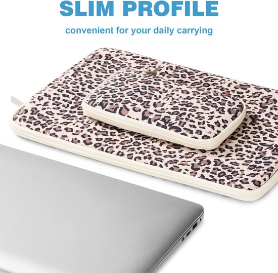 YONO Laptophoes 15 Inch – 14 Inch - Laptop Sleeve inclusief Etui Hoesje – Waterafstotende Laptoptas - Luipaard
