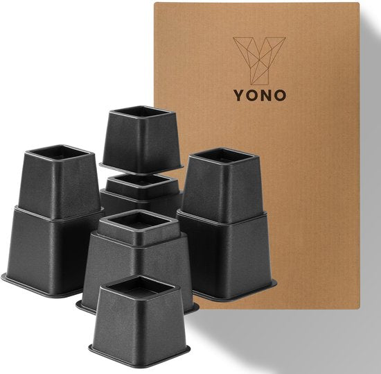 YONO Meubelverhogers - 8 Verhogers Stapelbaar - Bedverhoger - Tafelverhoger - Tafelpoot - Meubel Verhoger - Zwart