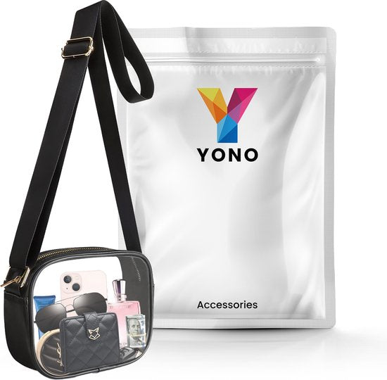 YONO Crossbody Tas Doorzichtig - Sling Bag - Schoudertas geschikt voor Festival / Reizen / Vakantie - Dames en Heren – Zwart