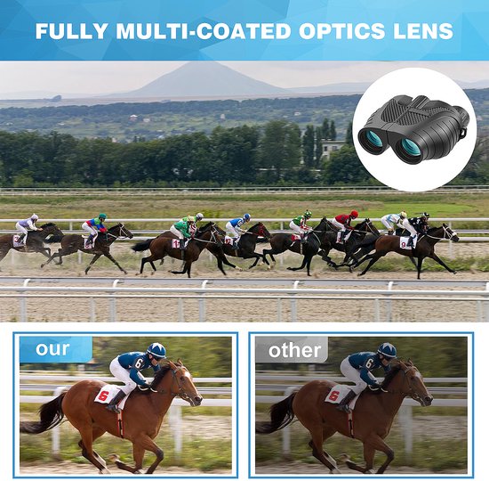 YONO Verrekijker voor Volwassene 10x25 - Compact en Waterdicht - Met Nekkoord en Draagtas - Zwart