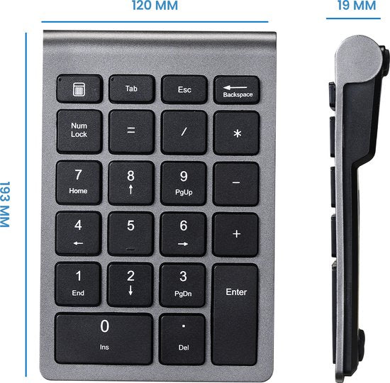 YONO Numpad Draadloos - Numeriek Toetsenbord - Keypad 2.4 ghz - Grijs