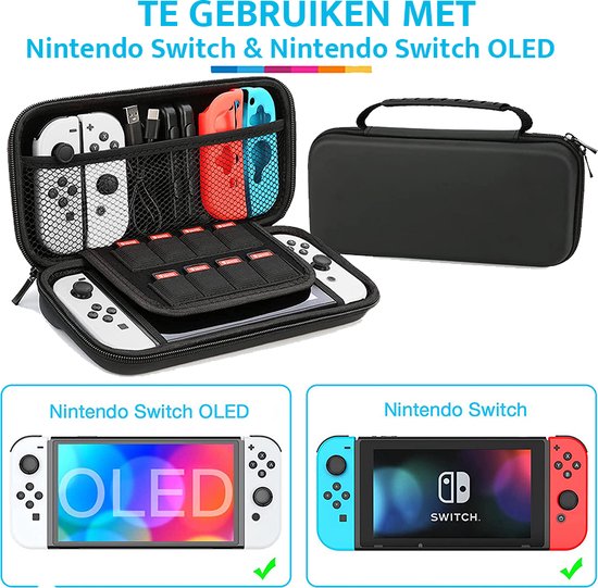 YONO Case geschikt voor Nintendo Switch en Switch OLED - Opbergtasje Hoesje - Beschermhoes - Zwart M