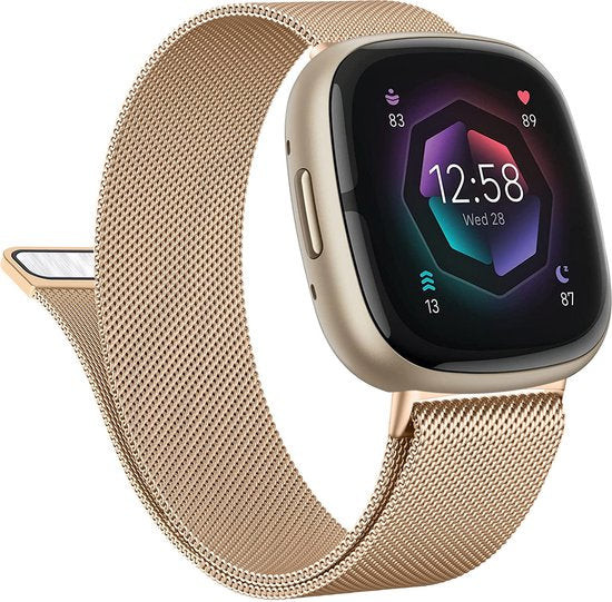 YONO Milanees Bandje geschikt voor Fitbit Versa 4 / Sense 2 – Rose Gold – Small
