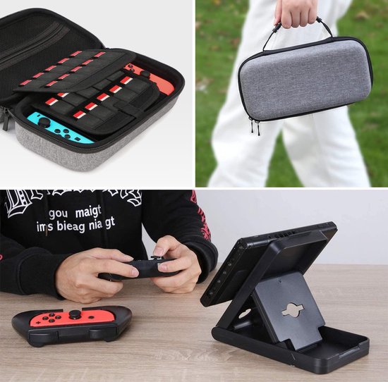 YONO Hard Case Medium geschikt voor Nintendo Switch / Oled - Koffer Opbergtas voor Joy Con en Accessoires - Grijs