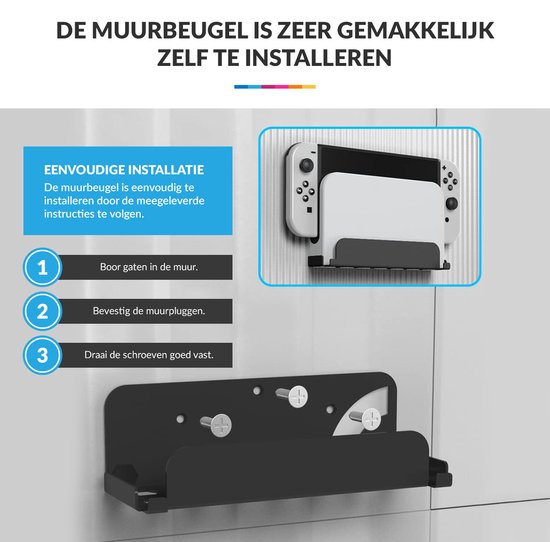 YONO Muurbeugel geschikt voor Nintendo Switch / Oled - Wall Mount Houder - Zwart