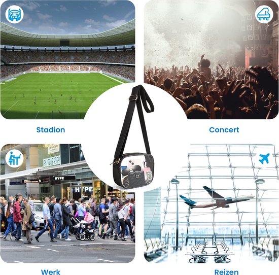 YONO Crossbody Tas Doorzichtig - Sling Bag - Schoudertas geschikt voor Festival / Reizen / Vakantie - Dames en Heren – Zwart