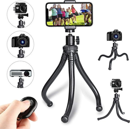 YONO Tripod Smartphone Statief met Afstandsbediening - Driepoot Standaard geschikt voor GoPro en Camera - Universeel - Flexibel