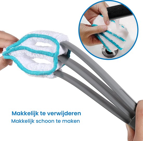 YONO Jaloezie Reiniger - Lamellen Stoffer - Luxaflex Borstel - Stof Verwijderaar - Blauw/Grijs