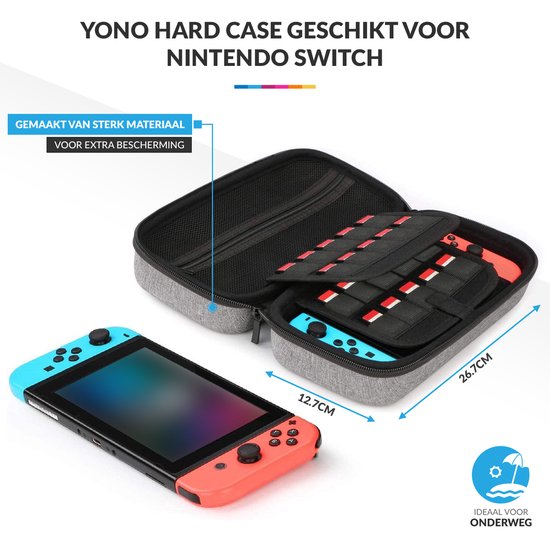 YONO Hard Case Medium geschikt voor Nintendo Switch / Oled - Koffer Opbergtas voor Joy Con en Accessoires - Grijs