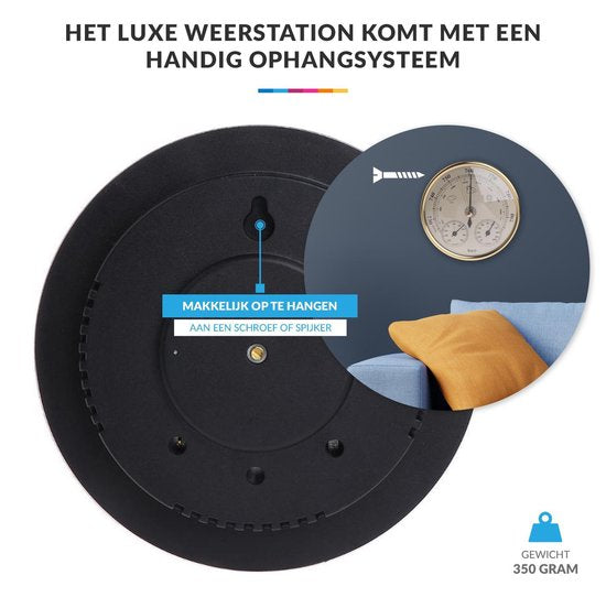 Luxe Barometer Weerstation met Thermometer en Hygrometer – Messing Goudkleurig – Voor Binnen en Buiten