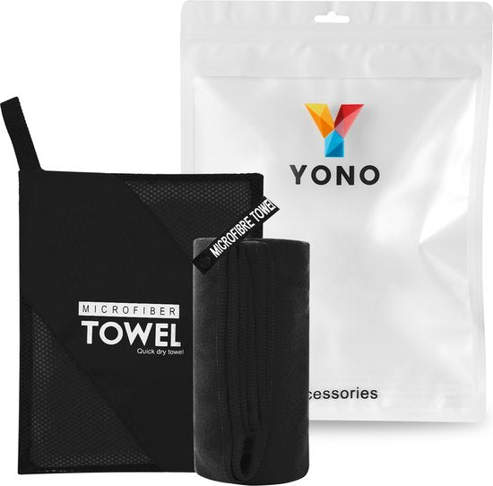 YONO Microvezel Handdoek Sneldrogend - Reishanddoek 80x160cm - Badlaken - Strandlaken - Zwart