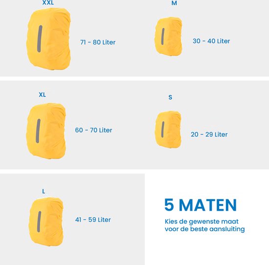 YONO Regenhoes Rugzak Waterdicht - Backpack Hoes - Reflecterend - 60 tot 70 Liter - Geel - XL