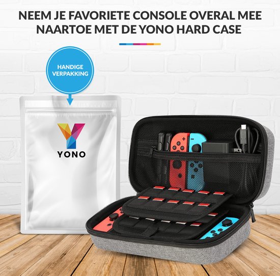 YONO Hard Case Medium geschikt voor Nintendo Switch / Oled - Koffer Opbergtas voor Joy Con en Accessoires - Grijs