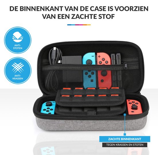 YONO Hard Case Medium geschikt voor Nintendo Switch / Oled - Koffer Opbergtas voor Joy Con en Accessoires - Grijs