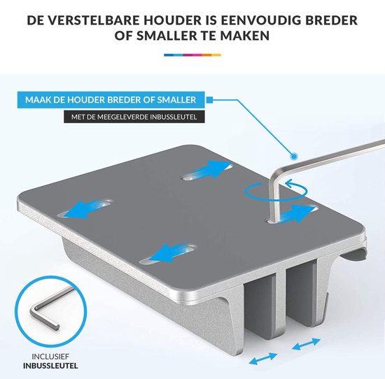 YONO Aluminium Laptop Standaard Verticaal XL – Verticale Houder voor Bureau / Tablet / Telefoon / Macbook - Zilver
