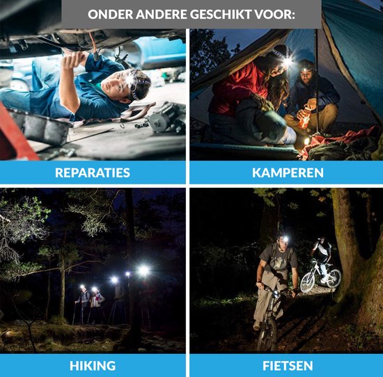 Hoofdlamp LED Oplaadbaar – Waterbestendig – 7 Hoofd Koplampen – Camping - Reis - Fiets - Verstelbaar