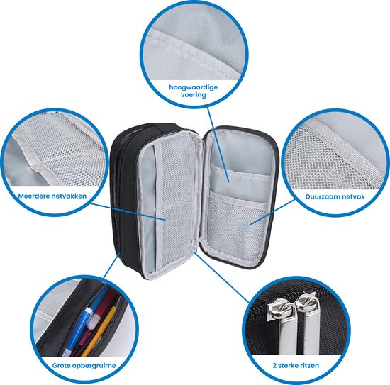 YONO Pennen Etui Large - Pennenzak voor Kinderen en Volwassenen - Schooletui voor Jongens en Meisjes - Back To School - Zwart