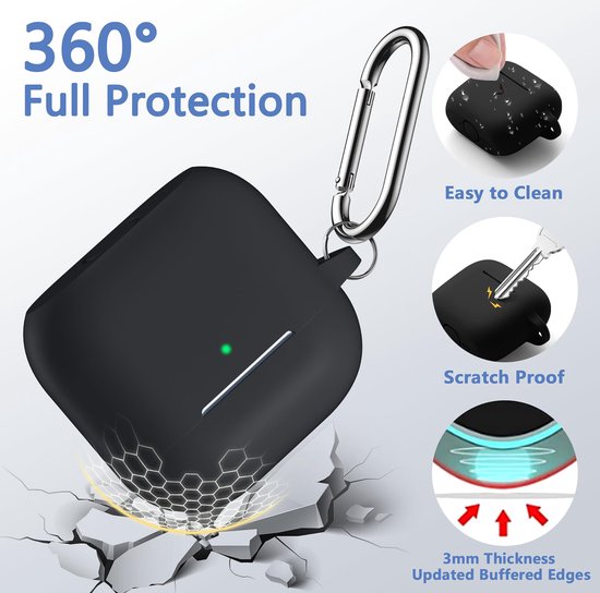 YONO Hoesje geschikt voor Airpods 4 - Case - Siliconen - Zwart