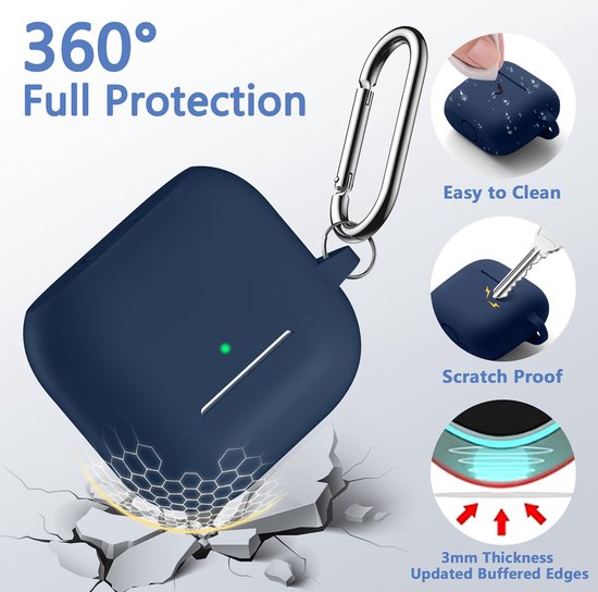 YONO Hoesje geschikt voor Airpods 4 - Case - Siliconen - Donkerblauw