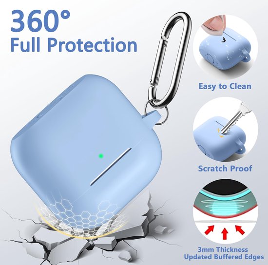 YONO Hoesje geschikt voor Airpods 4 - Case - Siliconen - Lichtblauw