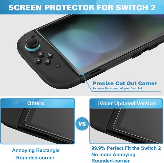 YONO Screen Protector Set geschikt voor Nintendo Switch 2 - Gehard Glas - Bescherming Accessoires - 2 stuks