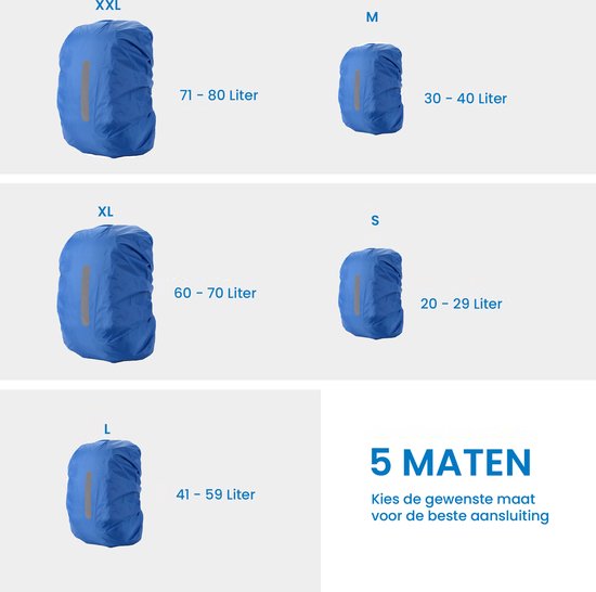 YONO Regenhoes Rugzak Waterdicht - Backpack Hoes - Reflecterend - 30 tot 40 Liter - Blauw - M
