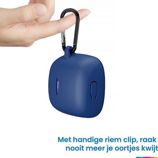 YONO Soft Case geschikt voor JBL Tune Flex - Siliconen Hoesje met Clip - Donkerblauw