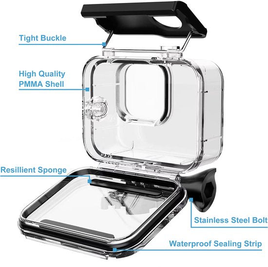 YONO Waterdichte Behuizing geschikt voor GoPro Hero 13 - Dive Case met Buckle - Transparant