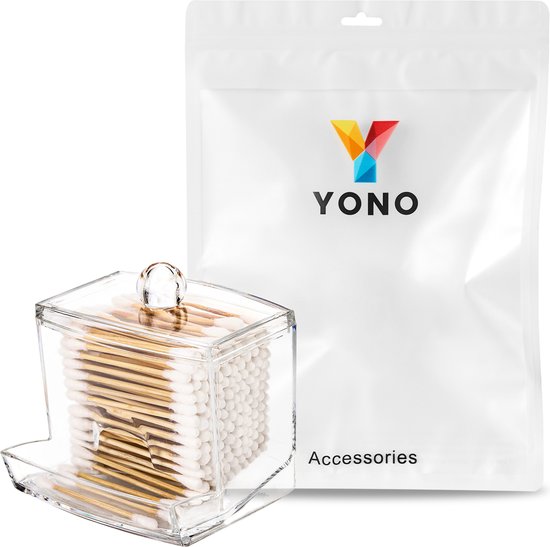 YONO Wattenstaafjes Houder - Oorstokjes Dispenser - Badkamer Organizer - Transparant