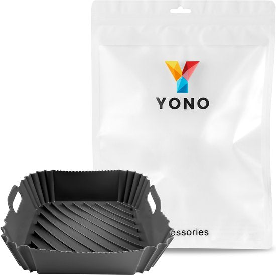 YONO Airfryer Bakje - Vierkant Siliconen Mandje 20cm - Rechthoekig Bakpapier Accessoires - Zwart